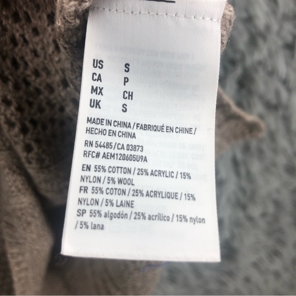 American Eagle Outfitters Sweater Womens  Small Taupe Wool Blend Cable Knit - Picture 11 of 11